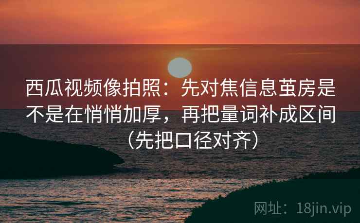 西瓜视频像拍照：先对焦信息茧房是不是在悄悄加厚，再把量词补成区间（先把口径对齐）