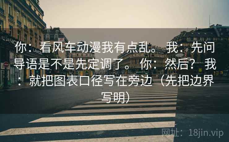 你：看风车动漫我有点乱。 我：先问导语是不是先定调了。 你：然后？ 我：就把图表口径写在旁边（先把边界写明）