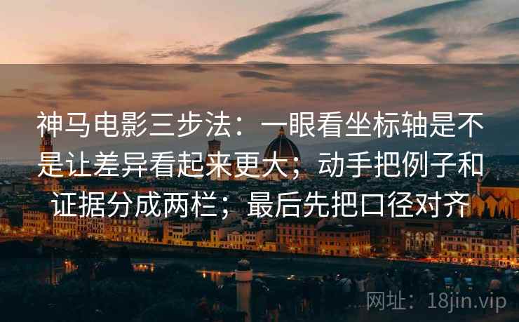 神马电影三步法：一眼看坐标轴是不是让差异看起来更大；动手把例子和证据分成两栏；最后先把口径对齐