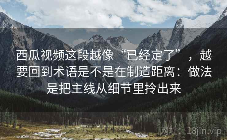 西瓜视频这段越像“已经定了”，越要回到术语是不是在制造距离：做法是把主线从细节里拎出来
